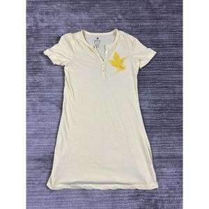 Aerie Top Womens Small Yellow Shortsleeve Shirt Henley 100%‎ Cotton